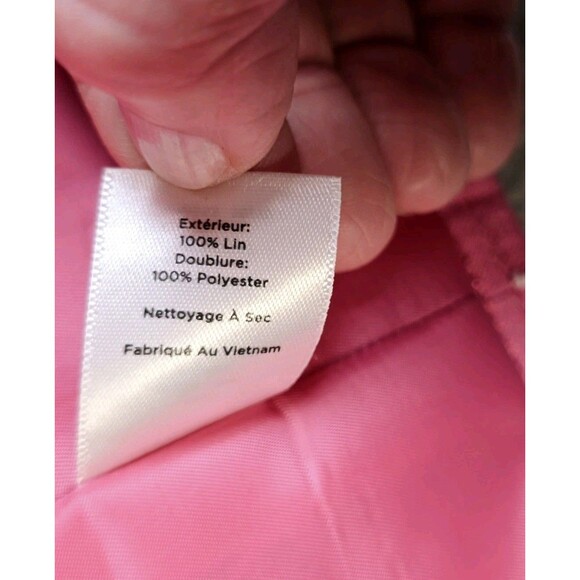 Talbots Womens Blazer 10 Pink Linen Open Classic Work Career Lined Pockets - Picture 8 of 16